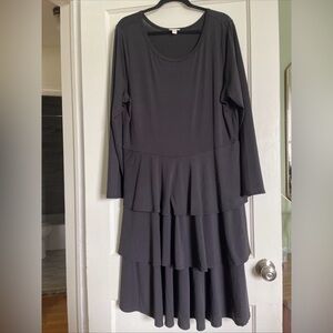 LuLaRoe Black Georgia Asymmetrical Ruffled A-Line Dress